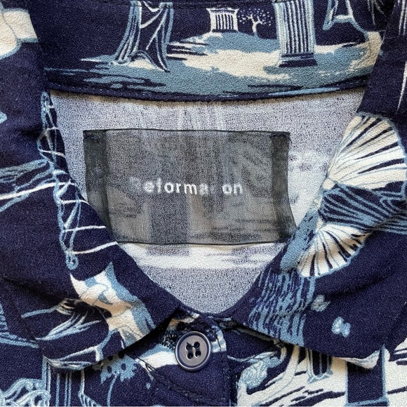 Reformation blue & white patterned blouse - Picture 10 of 11